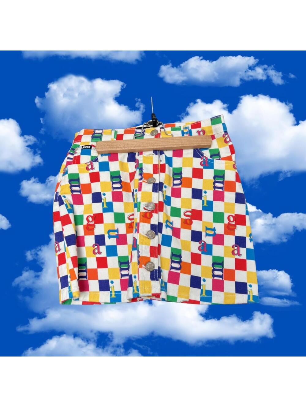 MINGA LONDON Multicolour Checkerboard Mini Skirt Size S NWOT MSRP $150